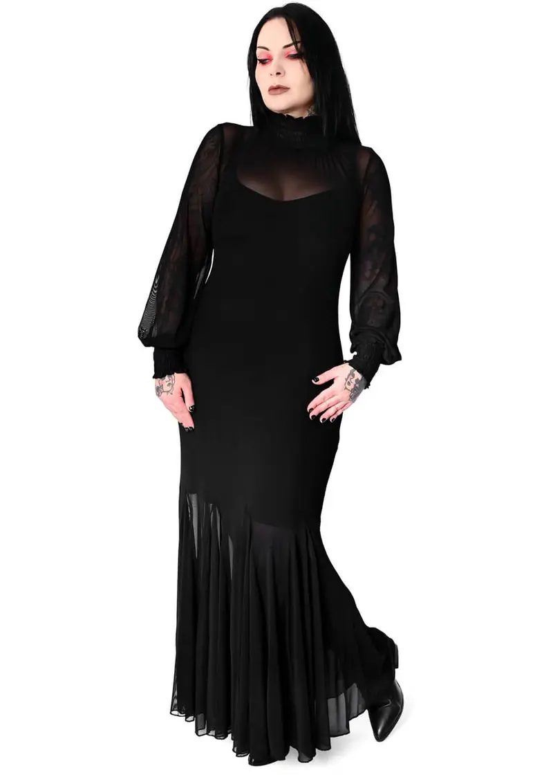 Foxblood Mary Black Mesh Dress