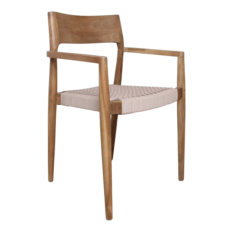 Freya Teakhouten Eetkamerstoel met Armleuning Naturel Set van 2 Raw Materials