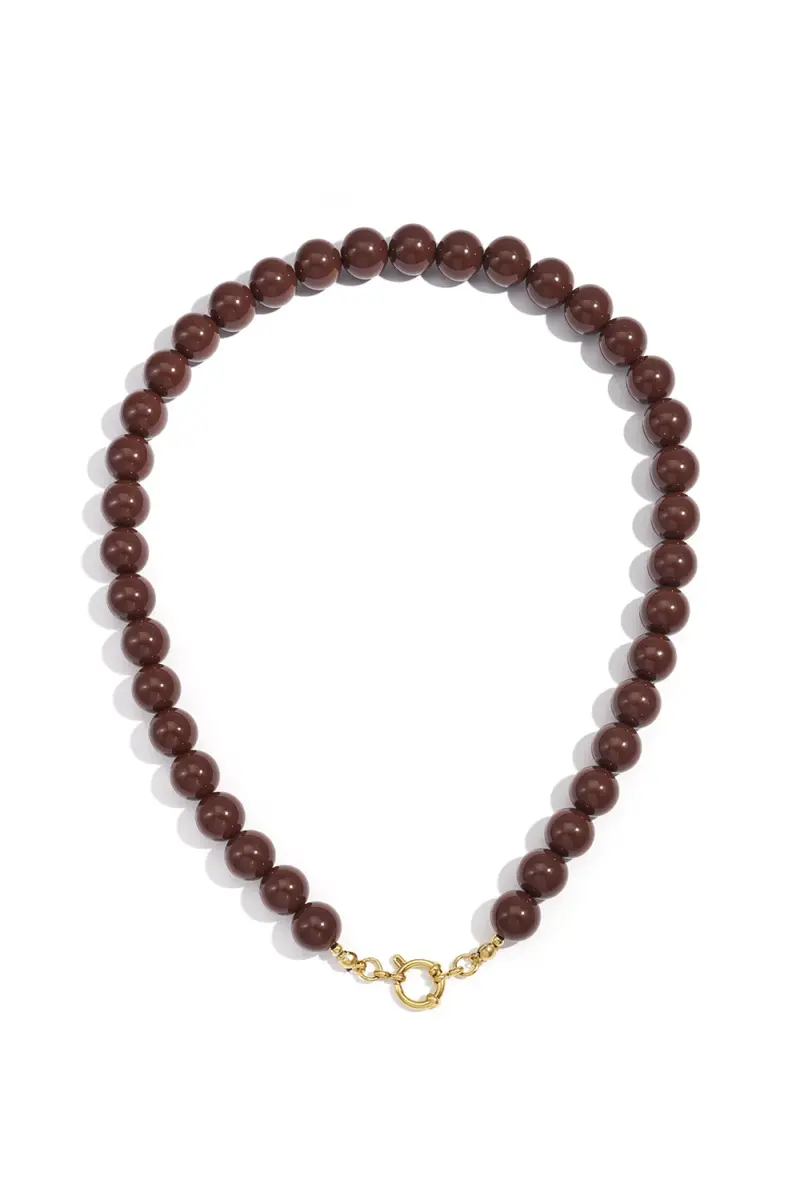 Front Closure Bead Necklace choco