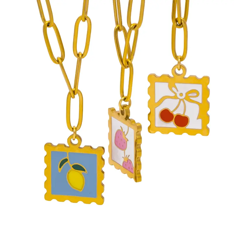 Fruit Stamp Charm Necklace (3 Designs)