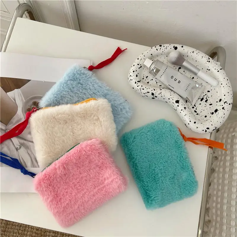 Furry Zipper Pouch (6 Colours)