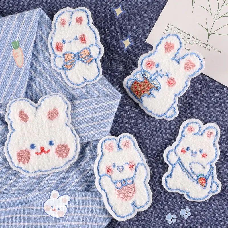 Fuzzy Bunny Embroidered Iron-On Patch (5 Designs)