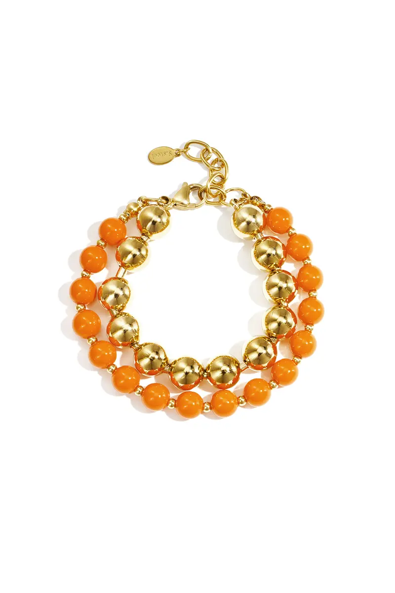 Gekoppelde kralen armbanden | Oranje