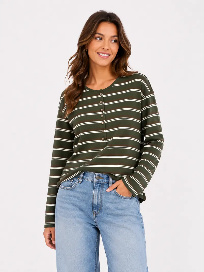 Gestreepte longsleeve groen