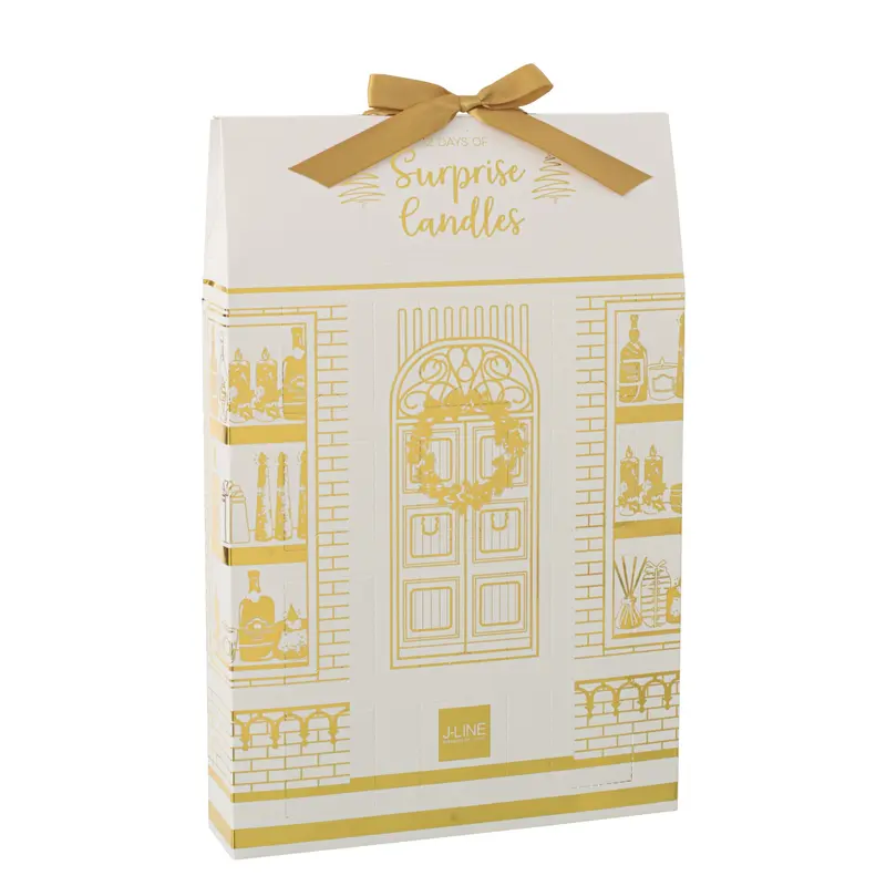 Geurkaars 12 Candles Surprise Window Was Goudkleurig/Wit J-Line
