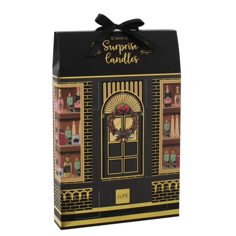 Geurkaars 12 Candles Surprise Window Was Zwart/Meerkleurig J-Line