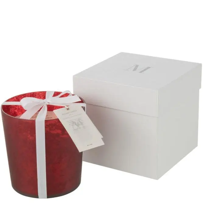 Geurkaars Deluxe Glas Rood Medium 80uur J-Line