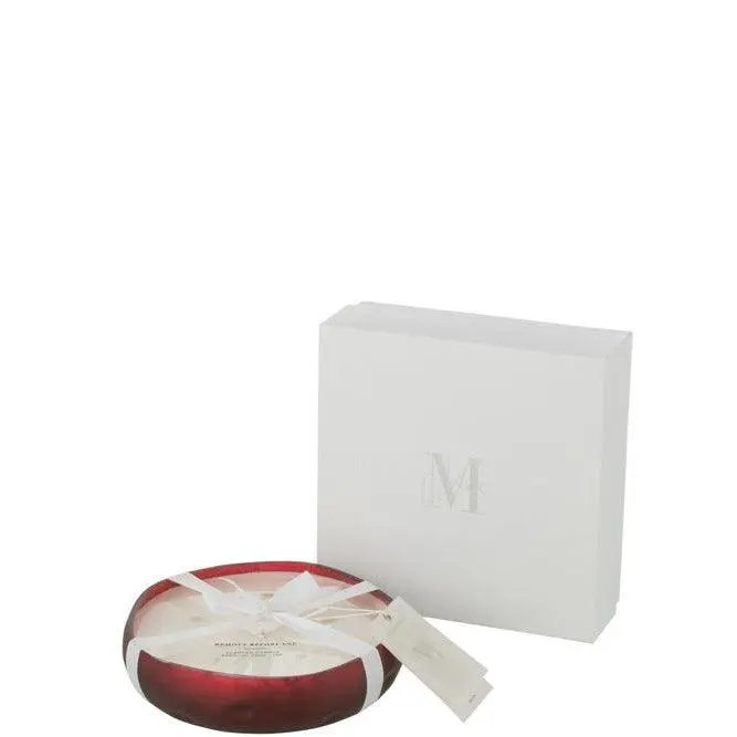 Geurkaars Livia Glas Rood Medium 19uur J-Line