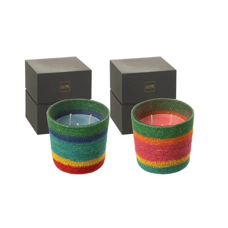 Geurkaars Mand Roze Was Mix Small-45 Uren Set van 2 J-Line