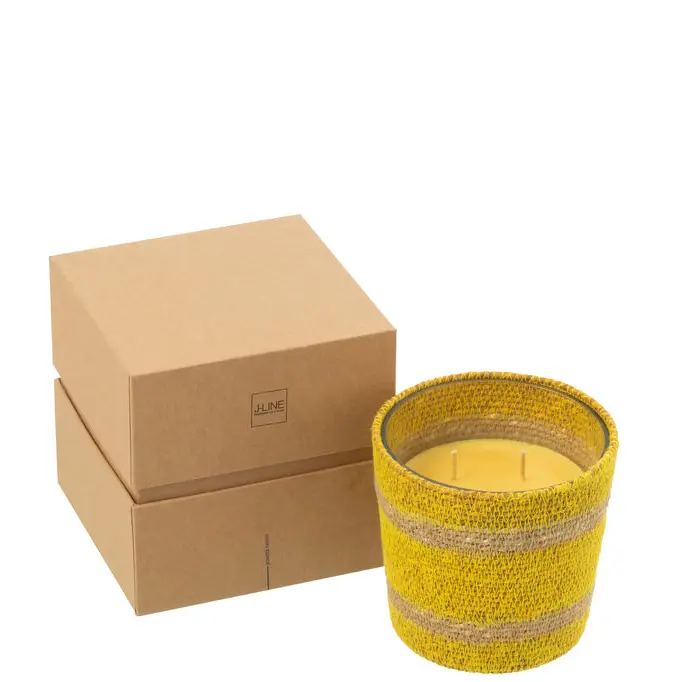 Geurkaars Mand Wax Geel Small - 45 Uur J-Line