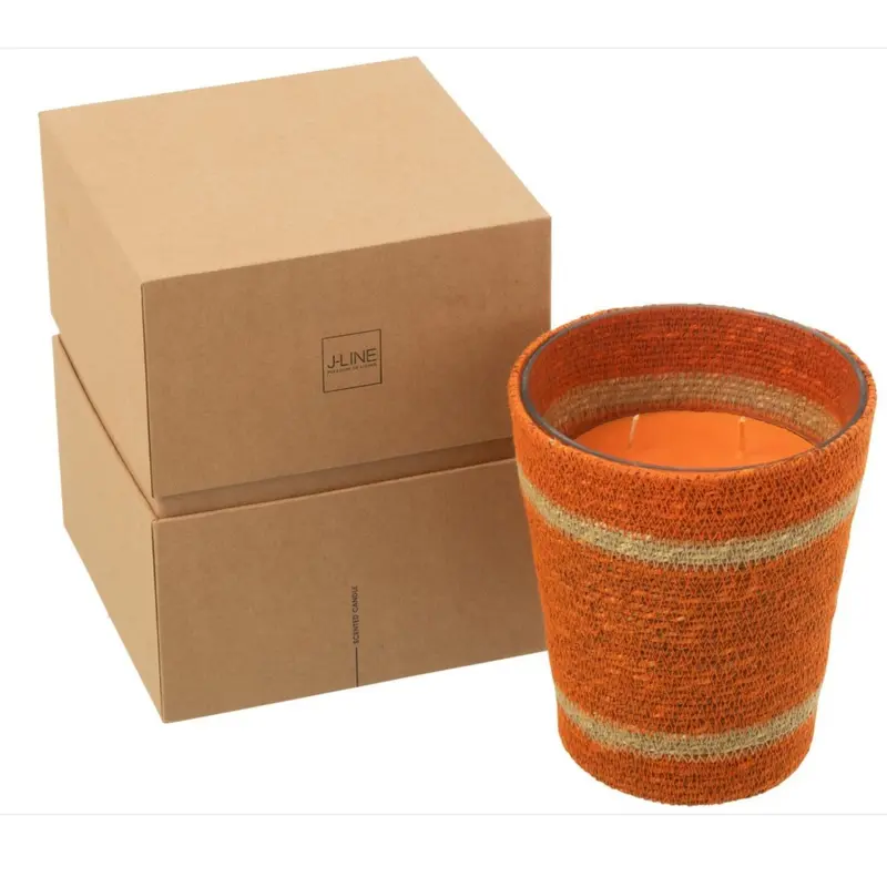 Geurkaars Mand Wax Oranje Large - 75 Uur J-Line