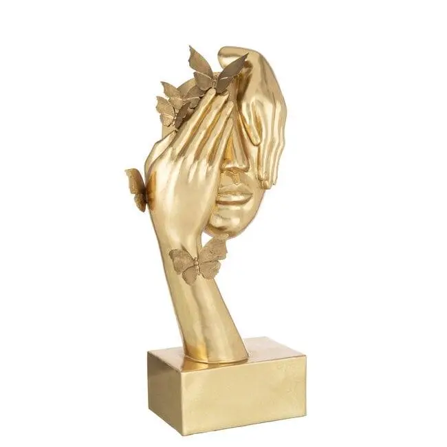 Gezicht Vlinders Staander Poly Goud J-Line