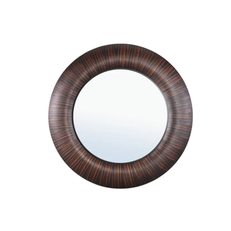Gezzy Brown Wooden Mirror Thick Frame Round 110.5 x 5.5 x 110.5cm PTMD