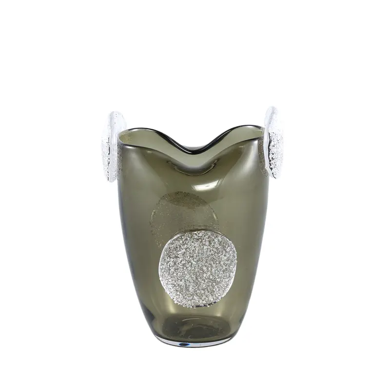 Giah Green Solid Glass Vase With Deco Rounds S PTMD