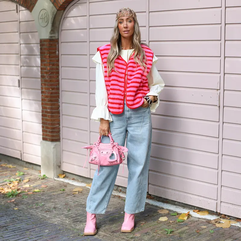 Gilet strepen Pink Red