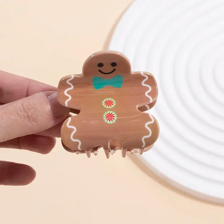 Gingerbread Man Acrylic Hair Claw Clip