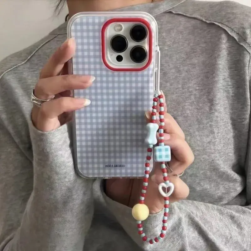 Gingham Check iPhone Case with Wrist Strap Option