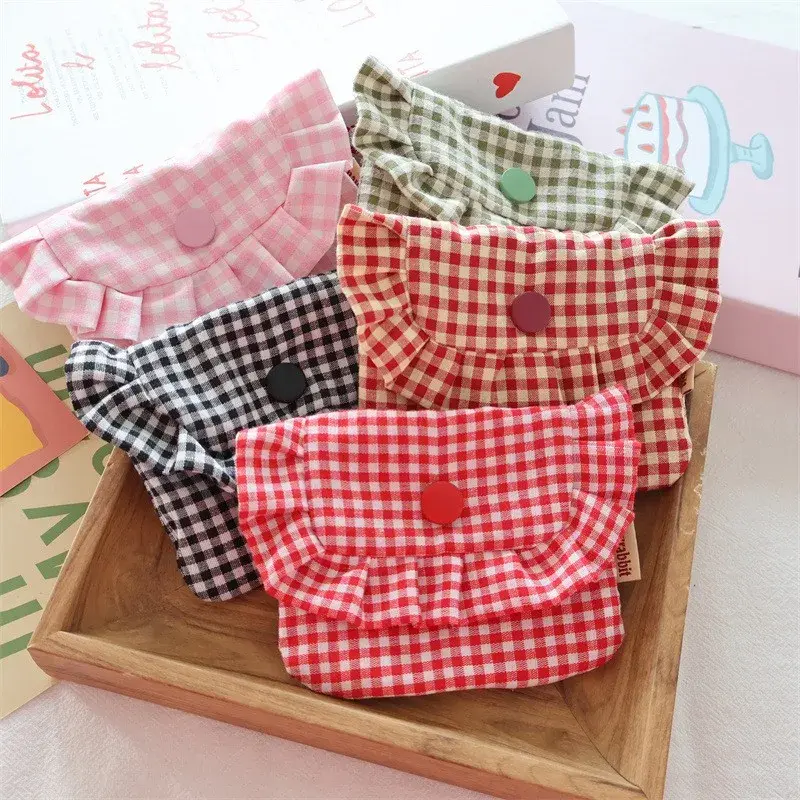 Gingham Ruffle Mini Snap Pouch