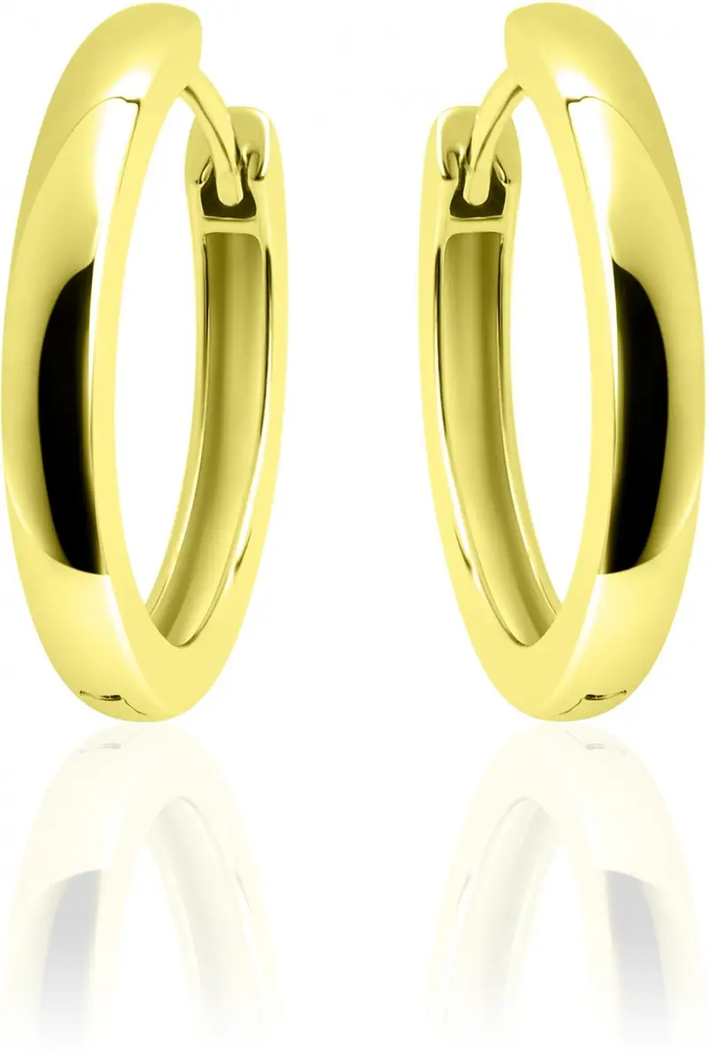Gisser Jewels - Oorringen - Half Bol Glad Met Schanier 22mm - Geelgoud Verguld Zilver 925