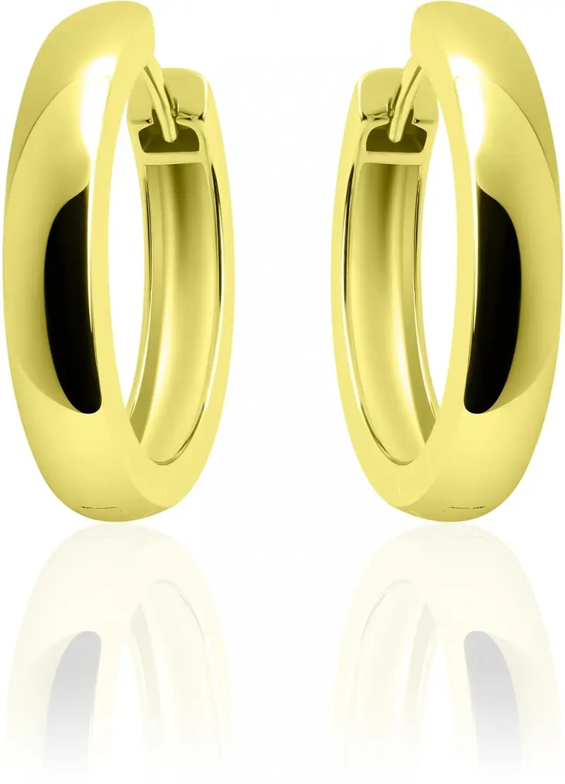 Gisser Jewels -  Oorringen - Half Bol Glad Met Schanier - Geelgoud Verguld Zilver 925