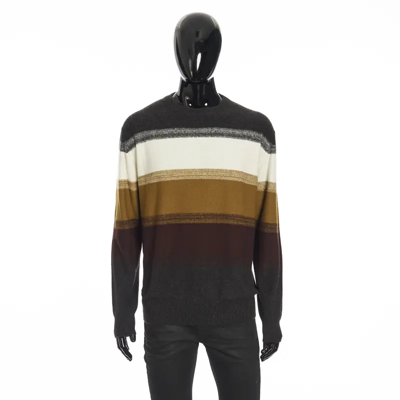 Glenshell Crew Neck Sweater In White/Acorn Melange Silk & Cashmere