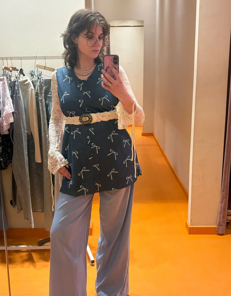 Glitter stripe wide leg pantalon
