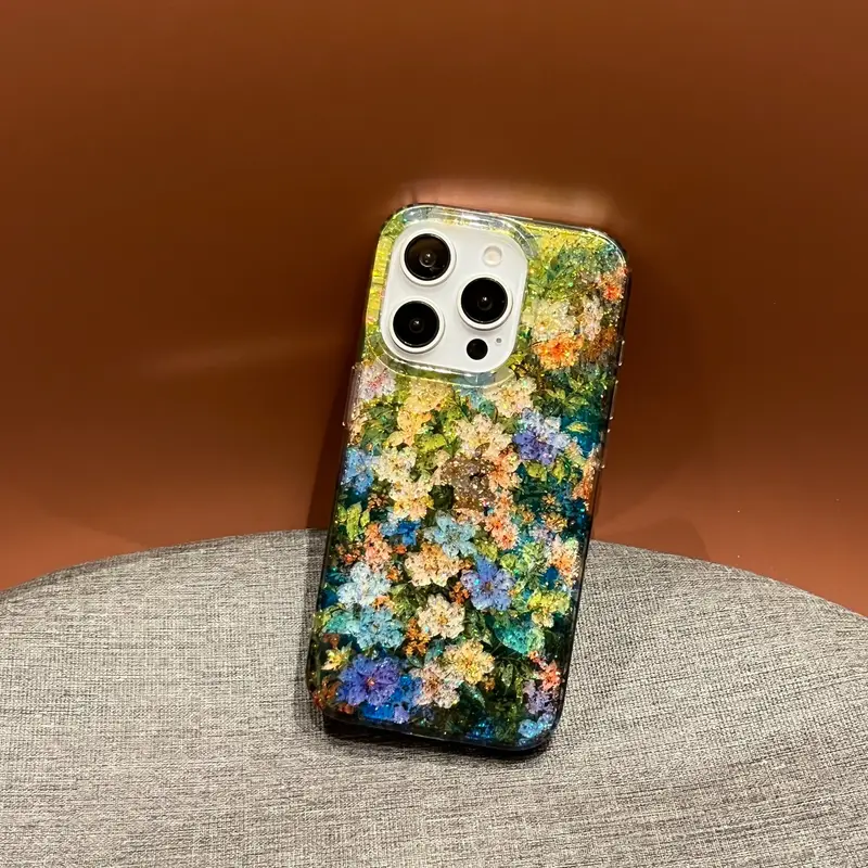 Glittering Flower Oil Painting iPhone Case