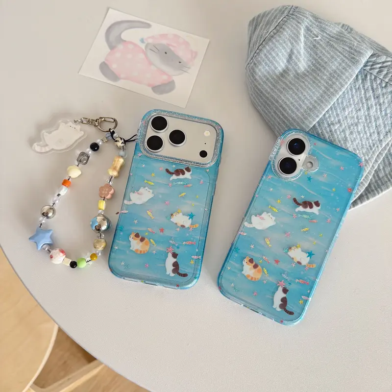 Glittery Kitty Cat Aquarium iPhone Case