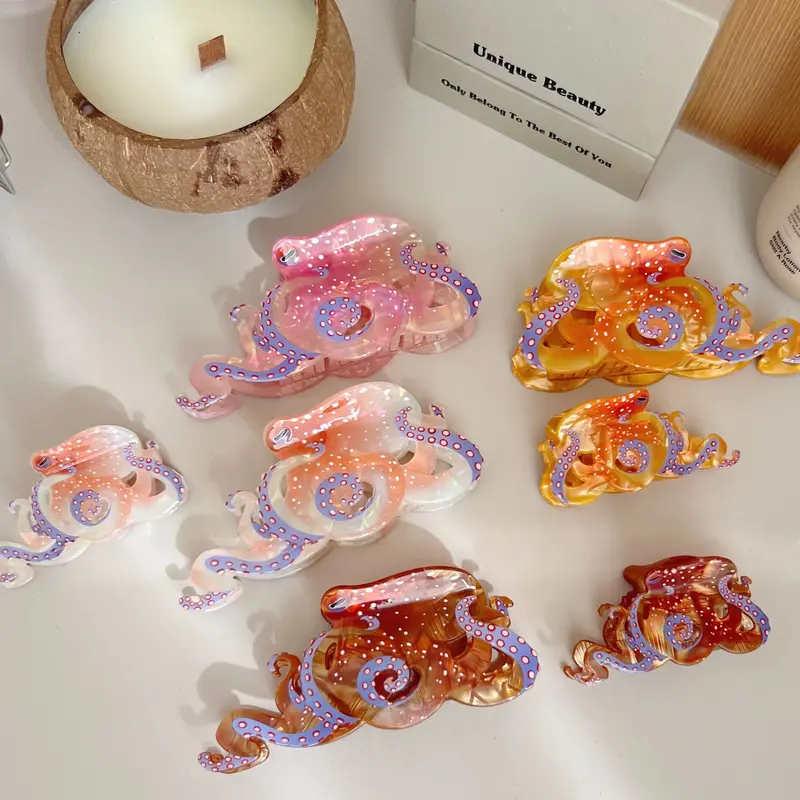 Glossy Acrylic Octopus Hair Claw