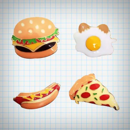 Glossy Greasy Food Enamel Pins (4 Designs)
