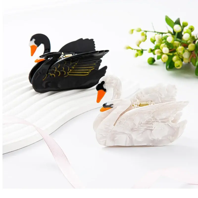Glossy Swan Acrylic Hair Claw Clip
