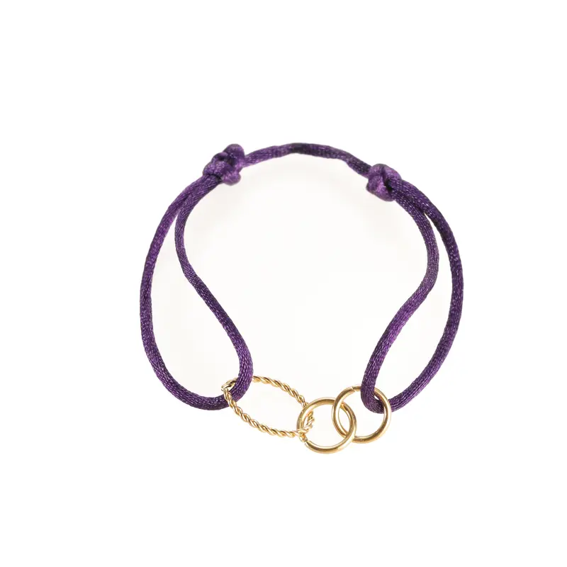 Go Dutch Label Armband 3 hoops Goud Paars