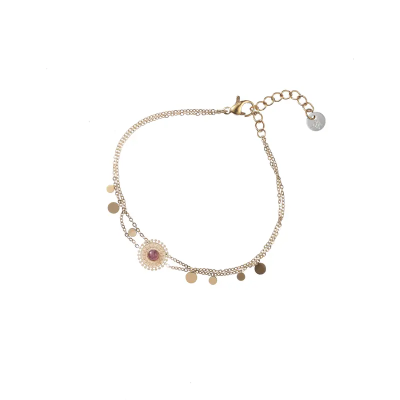 Go Dutch Label Armband Disc paarse steen