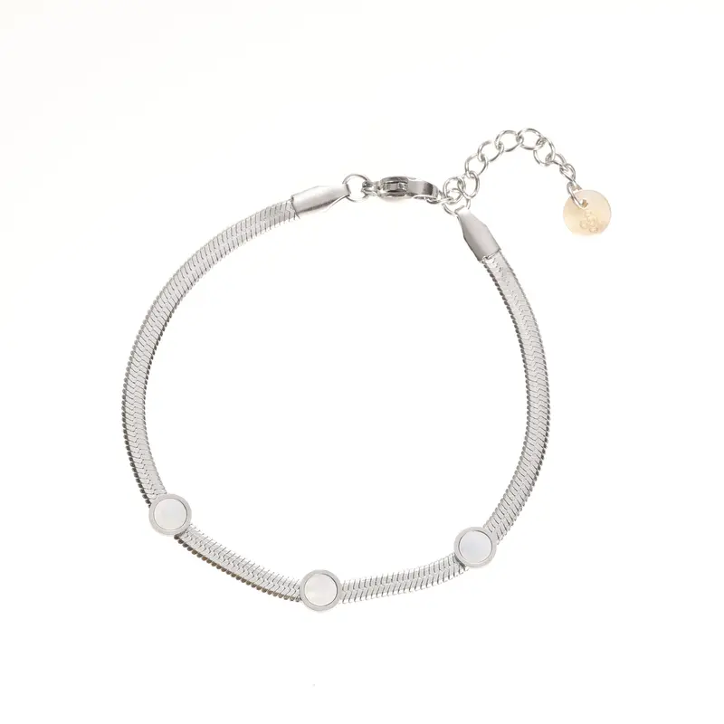 Go Dutch Label Armband disc parelmoer snakel schakel Zilver