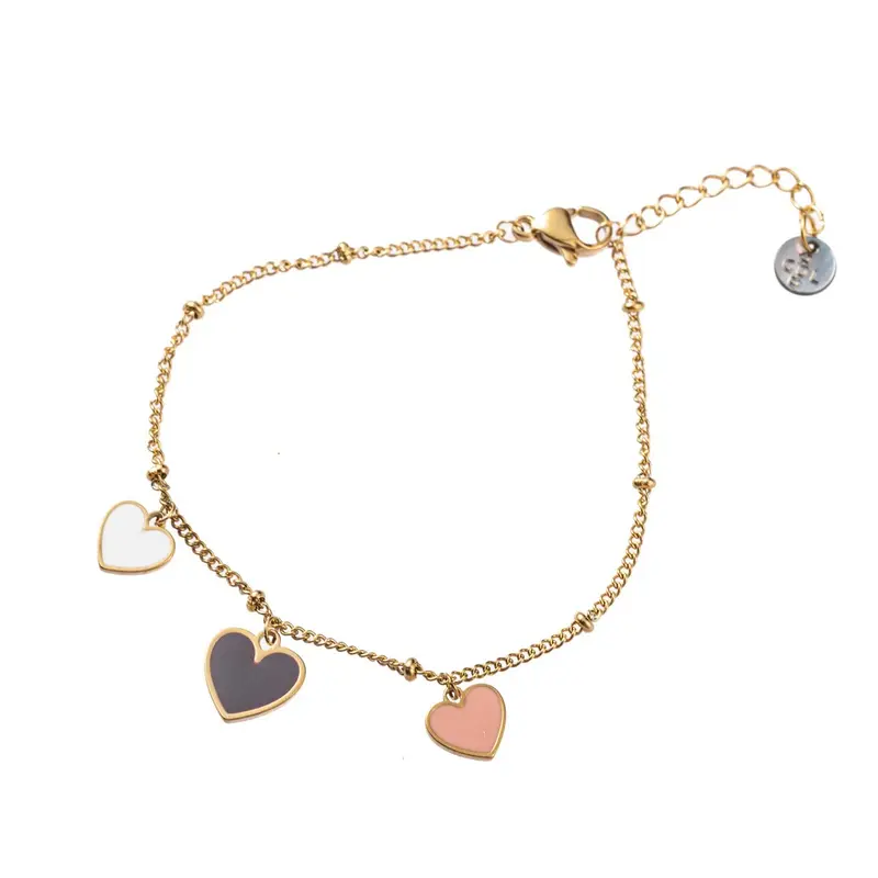 Go Dutch Label Armband (Sieraad) 3 charm hartjes