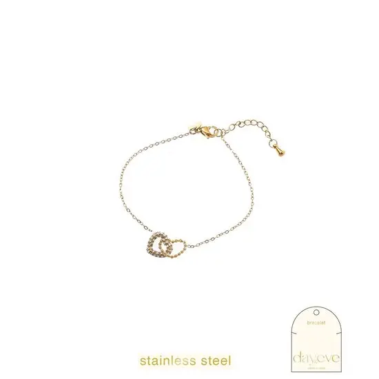Go Dutch Label Armband (Sieraad) Double Sparkly Heart Bracelet