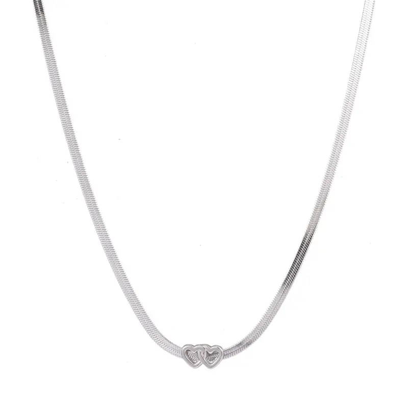 Go Dutch Label Collier gladde slang 2 open hartjes