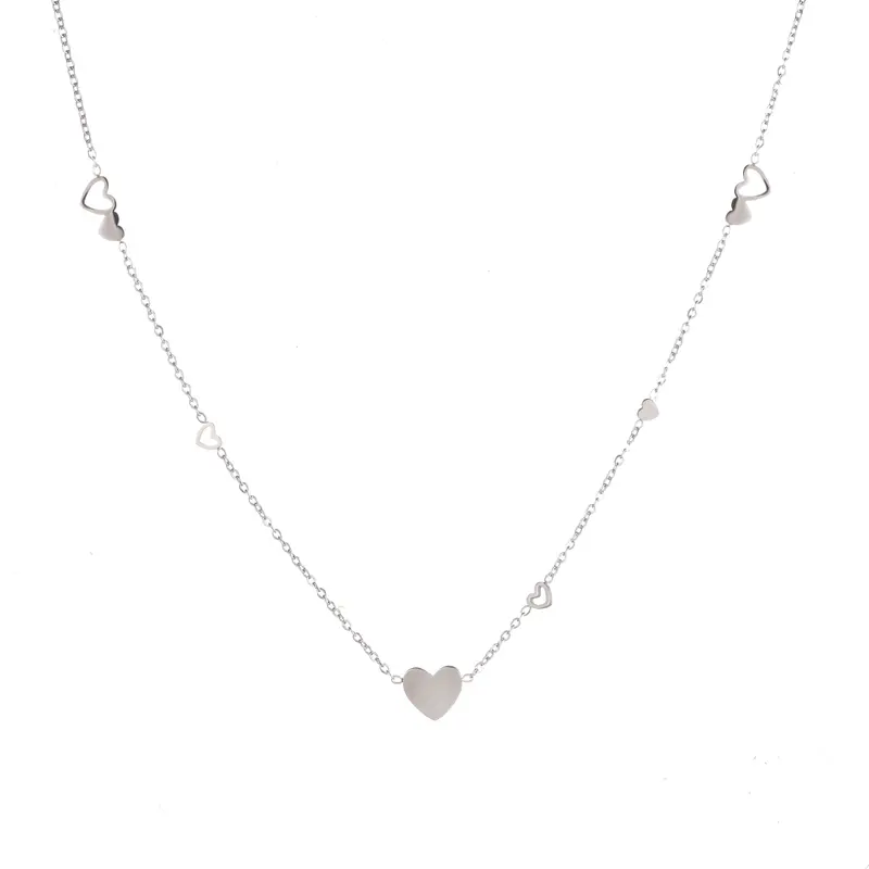Go Dutch Label Collier groot hart en klein hartje zilver