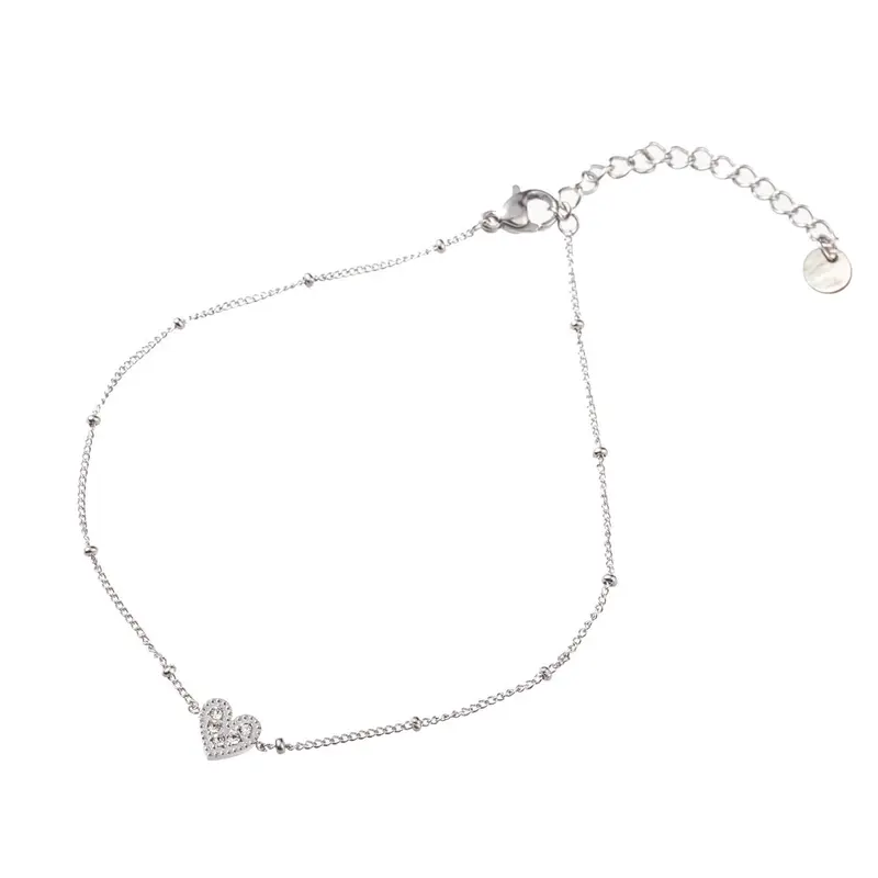 Go Dutch Label Enkelsieraad Crystal hart