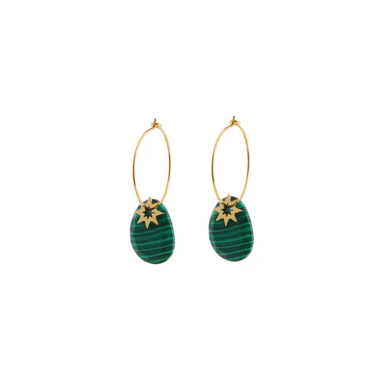 GO Dutch Label green stone Oorbel E0309-2 groen