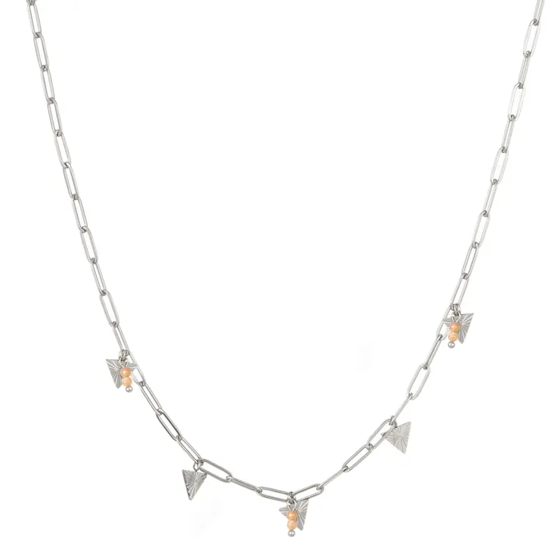 Go Dutch Label Ketting Schakels Driehoek Stenen Zilver