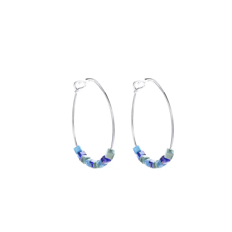 Go Dutch Label Oorbel creool with stones Groen