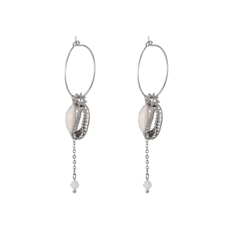 Go Dutch Label Oorbel Hoop Schelp Kraal