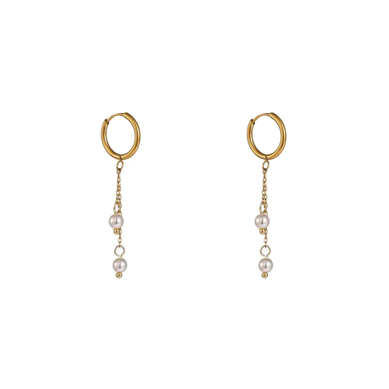 Go Dutch Label Oorhangers Double Dangle Stone Hoop