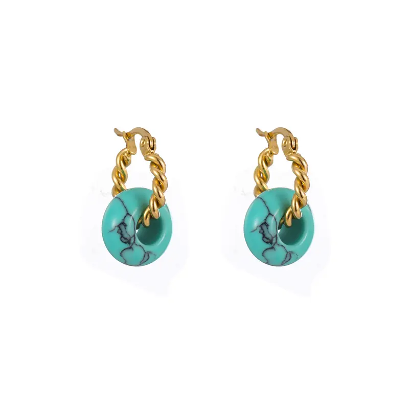 Go Dutch Label Oorhangers gedraaid ring met stenen disc