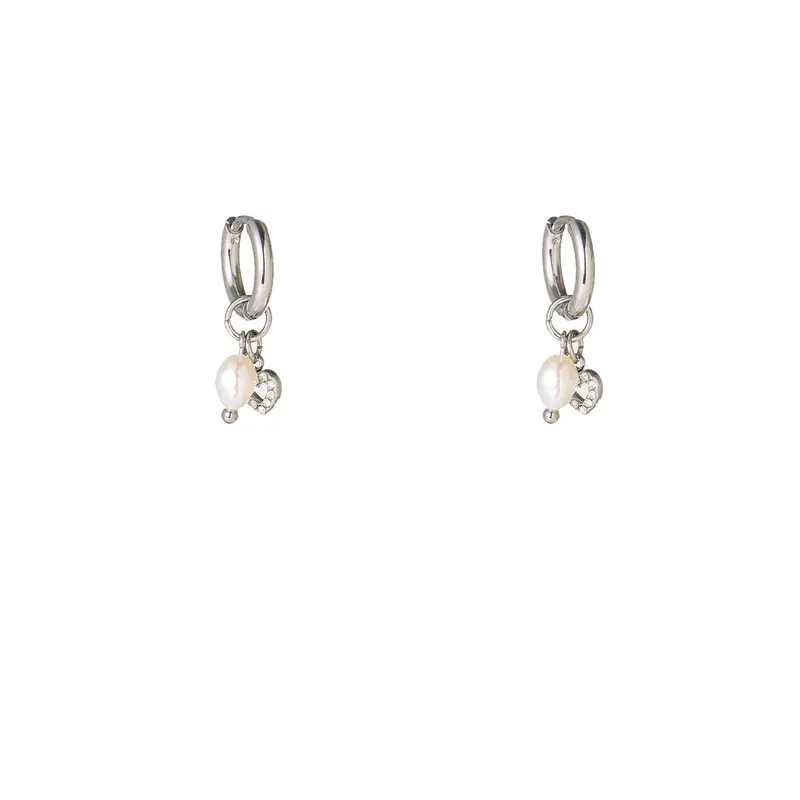 Go Dutch Label Oorhangers Pearl + Heart Hoop