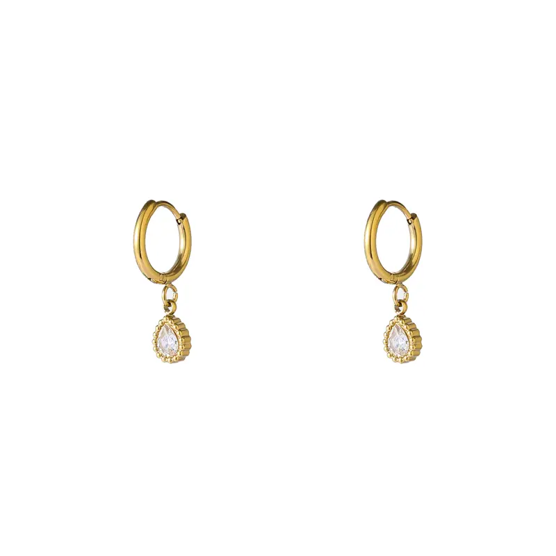 Go Dutch Label Oorhangers Small Sparkle Drop Hoop