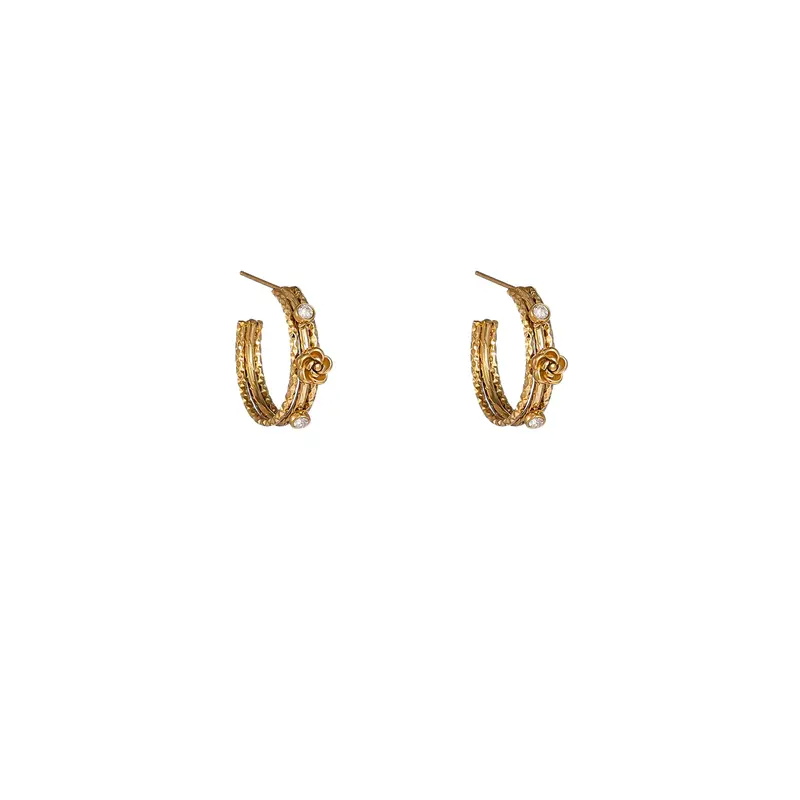 Go Dutch Label Oorknoppen Lines+Flower Hoop