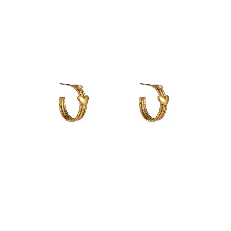 Go Dutch Label Oorknoppen Lines+Heart Hoop