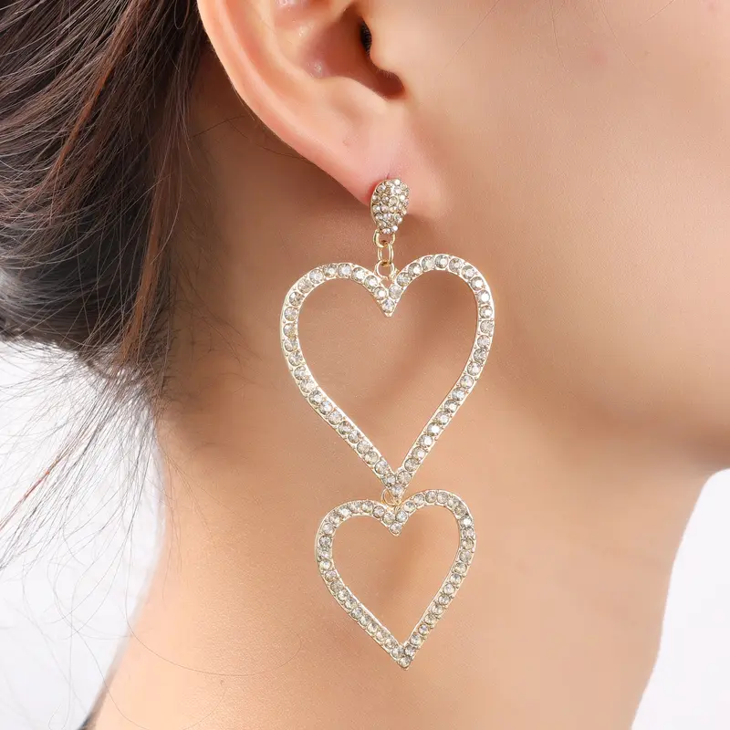 Go Dutch Label Oorknoppen Open Heart Dangle Goud